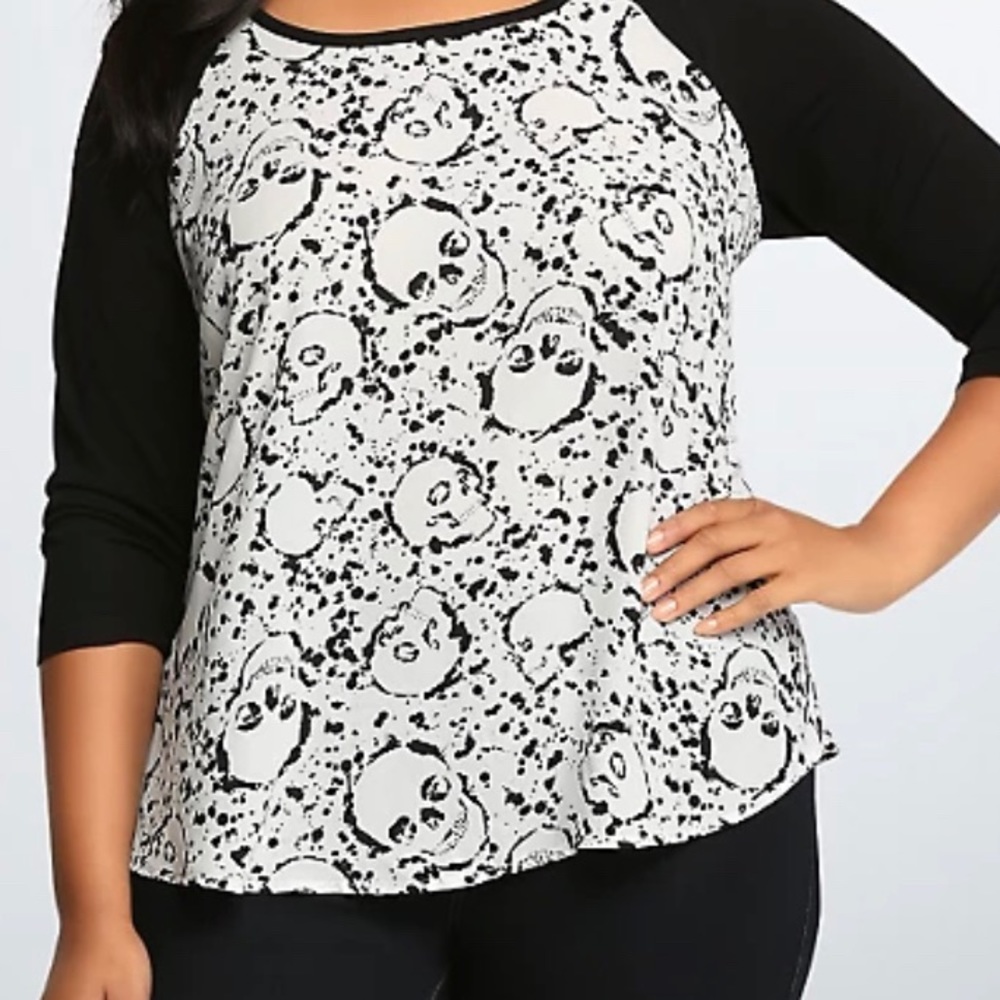 Torrid Skull Pattern Baseball Blouse